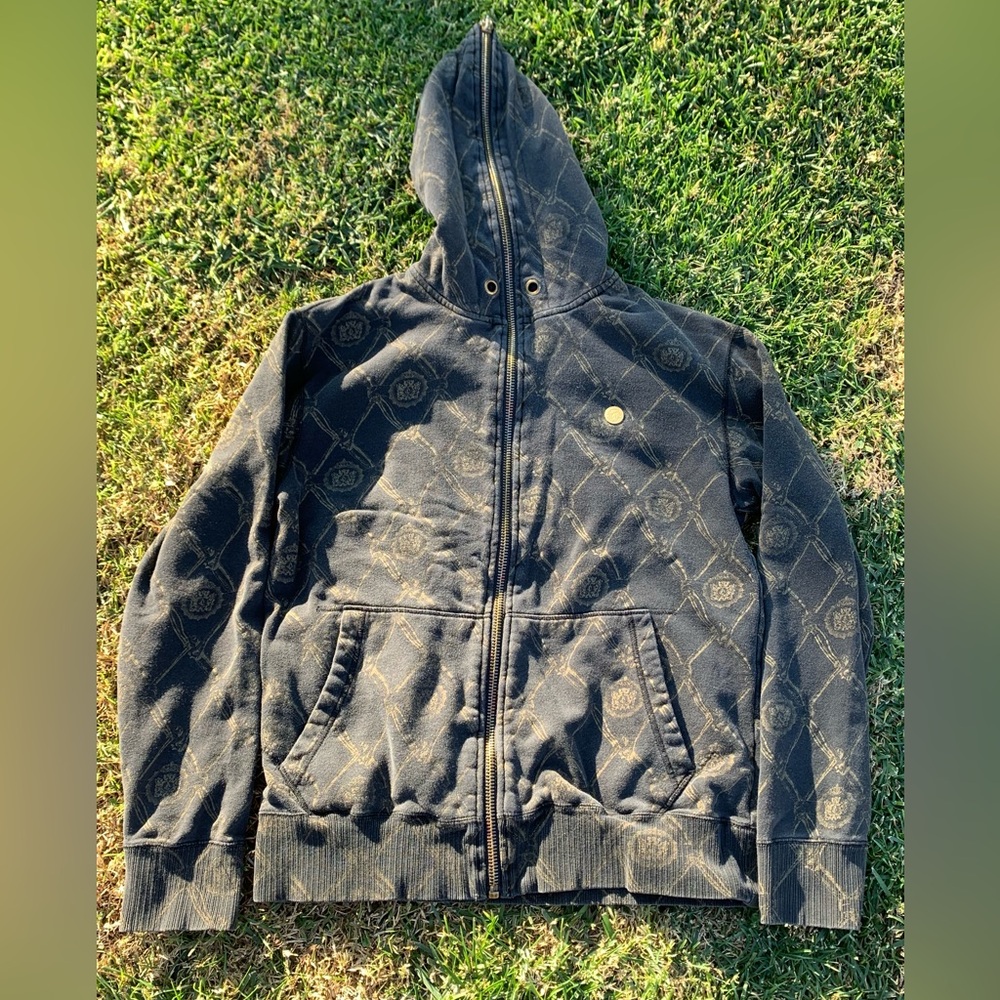 Volcom All Over Print Zee Bones Hoodie by Michael J Zepeda Small Black